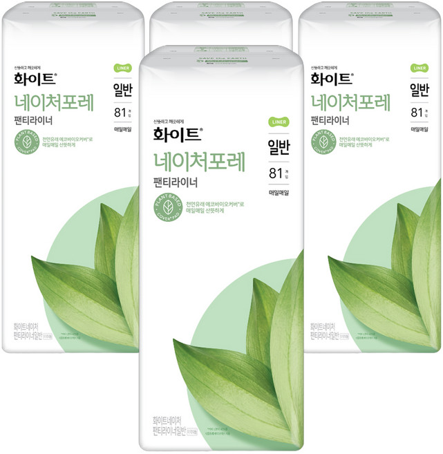 화이트 네이처포레 팬티라이너, 일반, 81개입, 4개