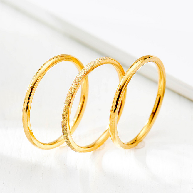 노이드비 여성용 써지컬스틸 둥근 민자 심플 반지 3종 세트