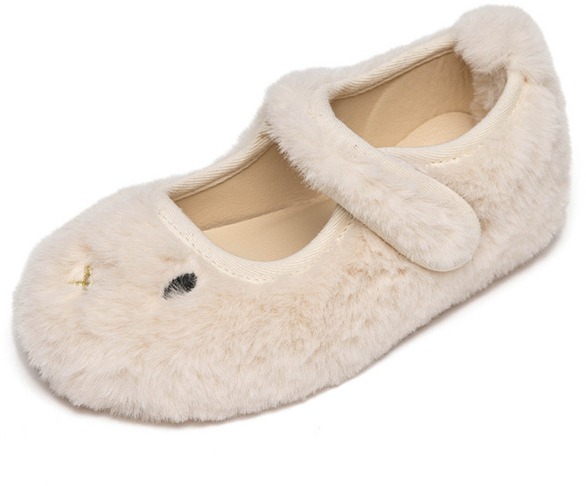 라스텔라 여아용 래빗 퍼 구두 플랫슈즈