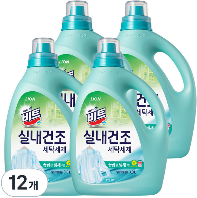 비트 실내건조 블루밍 가든 일반 드럼 겸용 액상세제 본품, 3L, 12개