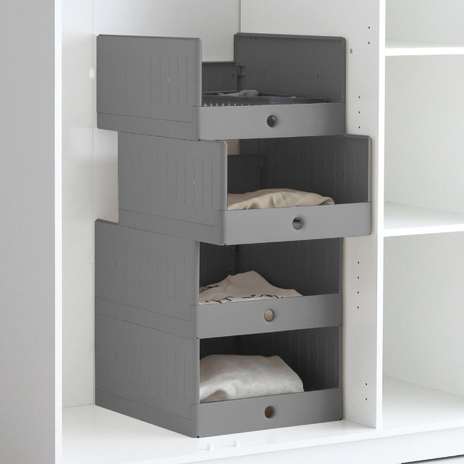 올리빙 국내 제조 멀티 모듈 슬라이딩 리빙박스, 그레이, 4개