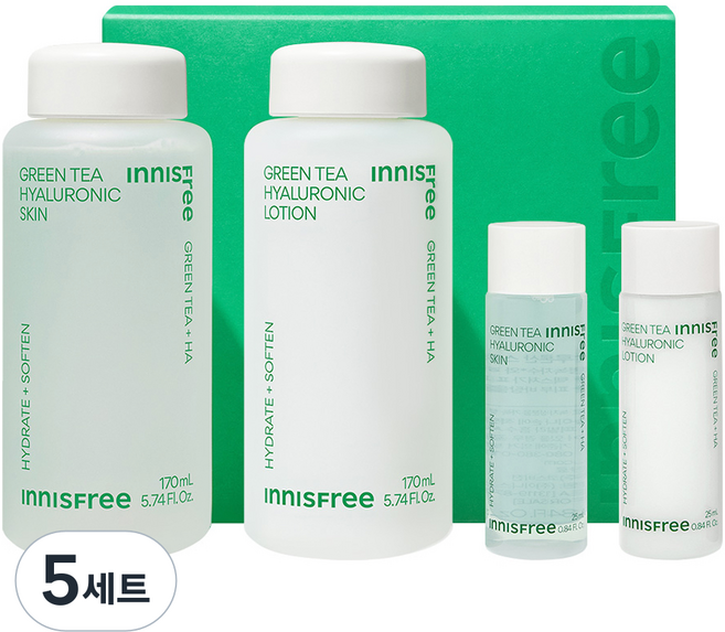 INNISFREE 綠茶玻尿酸護膚套組, 5套