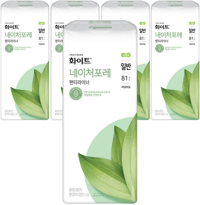 화이트 네이처포레 팬티라이너, 일반, 81개입, 5개