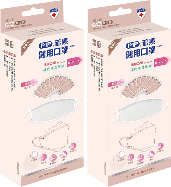 PERFECT 普惠醫工 韓版KF94 醫用口罩 成人款, 天使白, 10片, 2盒