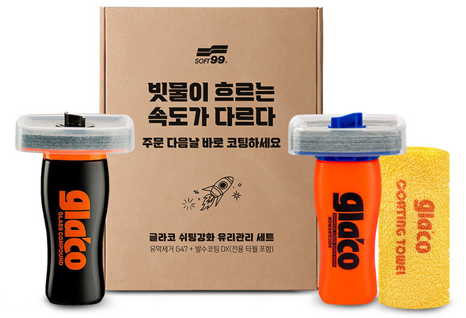 소프트99 글라코 쉬팅강화 유리관리 유막제거제 G47 + 발수코팅제 DX 세트, 600g, 1세트