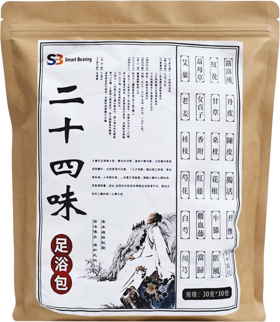 Smart Bearing 智慧魔力 二十四味養生草本漢方足浴包, 900g, 30包, 1袋