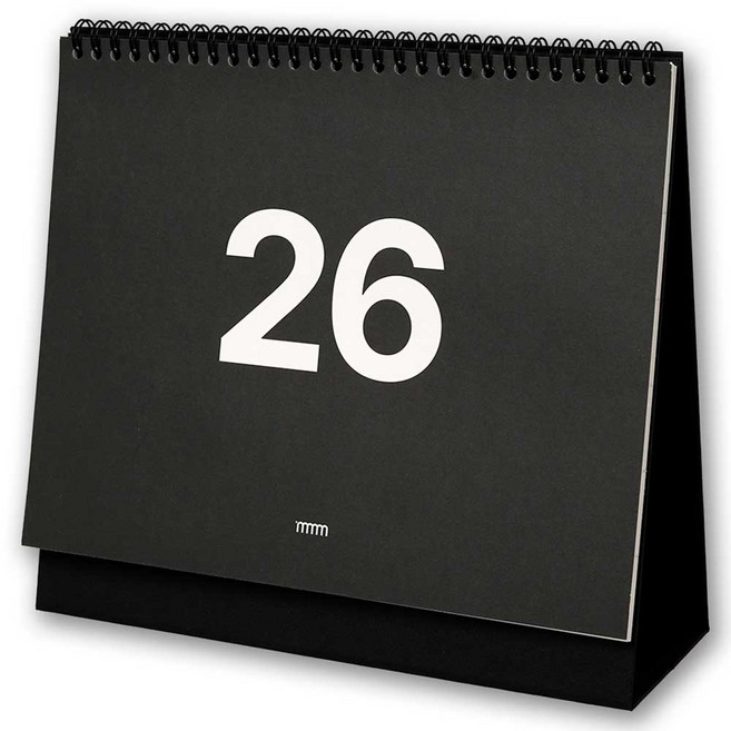 LUCALAB 2026年 MMM 中型桌曆, 黑色, 1個