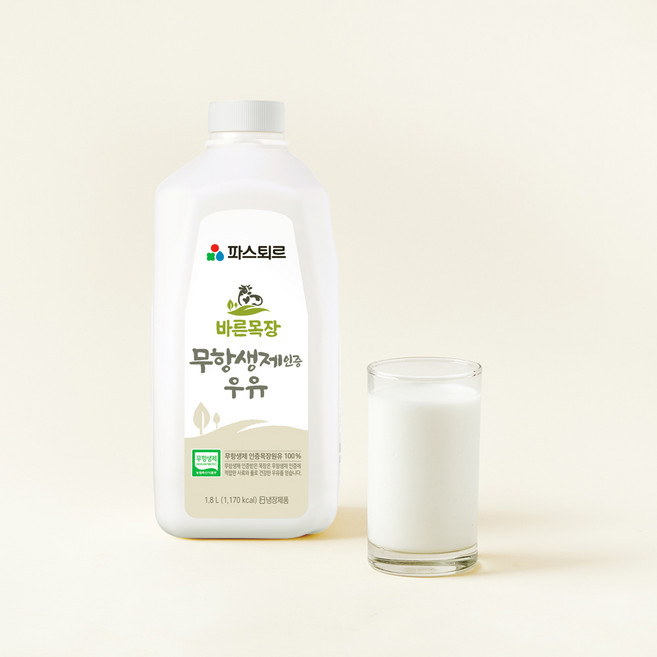 파스퇴르 무항생제 바른목장우유, 1.8L, 1개