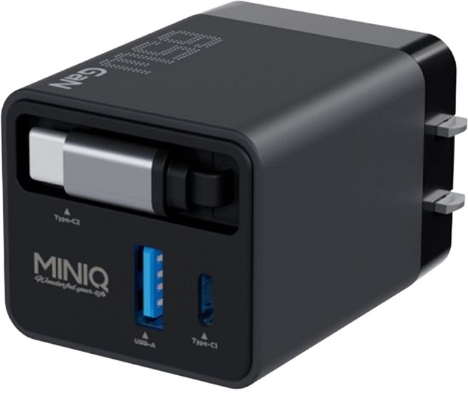 MINIQ GaN 自帶線65W快速電源供應器 AC-DK80T, 神秘灰, 1個