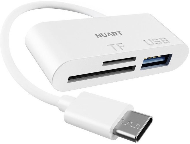 누아트 C타입 OTG 3in1 멀티 카드리더기 USB 3.0 TF Micro SD카드 케이블, 화이트, 1개