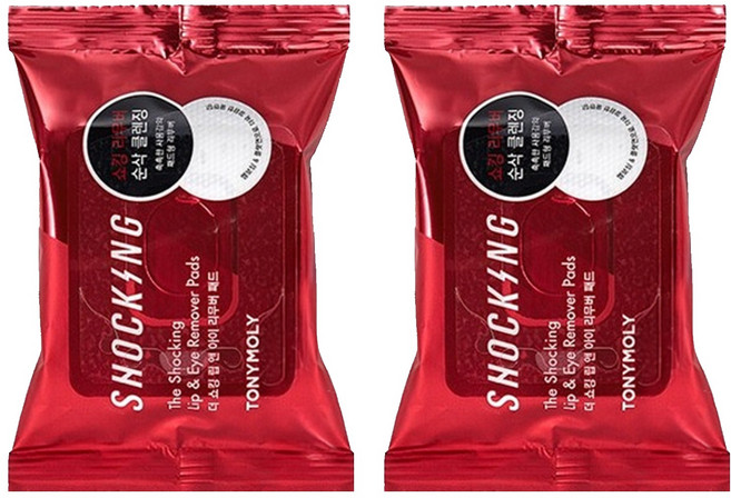 TONYMOLY The Shocking 眼唇卸妝棉 溫和護理眼周唇周, 55g, 30片, 2包