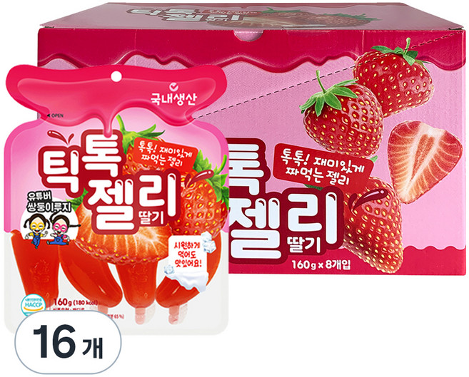 틱톡젤리 딸기 4개입, 160g, 16개