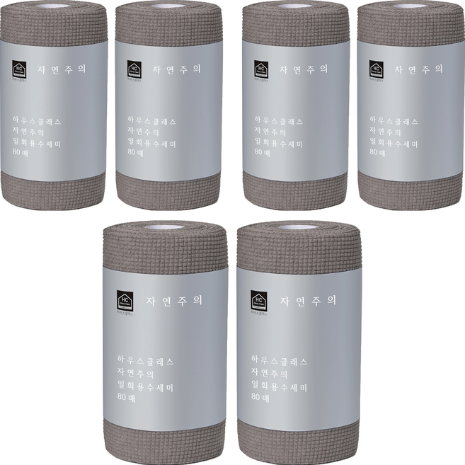 하우스클래스 자연주의 일회용 수세미, 그레이, 80개입, 6개