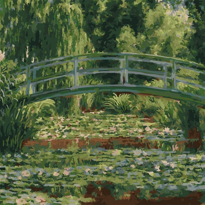 ArtLife 藝術生活 數字油畫DIY 莫內 日本橋睡蓮 50 x 50cm, 莫內-日本橋睡蓮 綠色, 1個