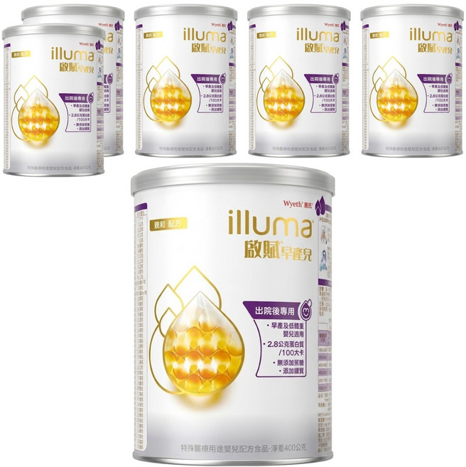 illuma 啟賦 PDF早產兒及低體重嬰兒出院後專用配方奶粉, 400g, 1入, 6罐