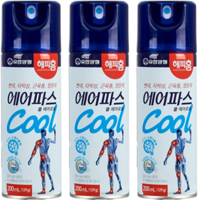 해피홈 에어파스 쿨 에어로솔 200ml, 3개 - 쿠팡