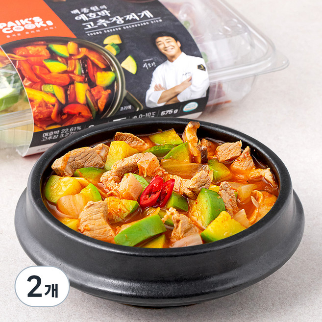 TBK 백종원의 애호박 고추장 찌개 밀키트, 575g, 2개