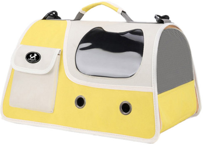 딩동펫 반려동물 와이드 통풍 숄더백 이동가방, 옐로우, 1개