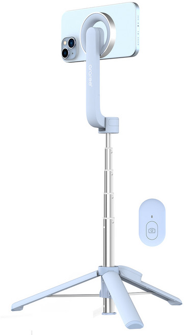 아라리 맥세이프 맥피포드 블루투스 접이식 삼각대 셀카봉, WS-22005(블루), 1개