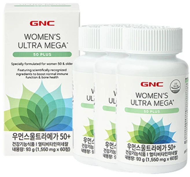 GNC 우먼스 울트라메가 50플러스 멀티비타민, 60정, 3개 - 쿠팡