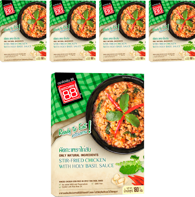 KITCHEN 88 泰式打拋雞肉即食包, 180g, 5盒