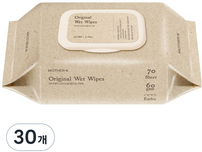 마더케이 오리지널 물티슈 캡형, 60g, 70매, 30개