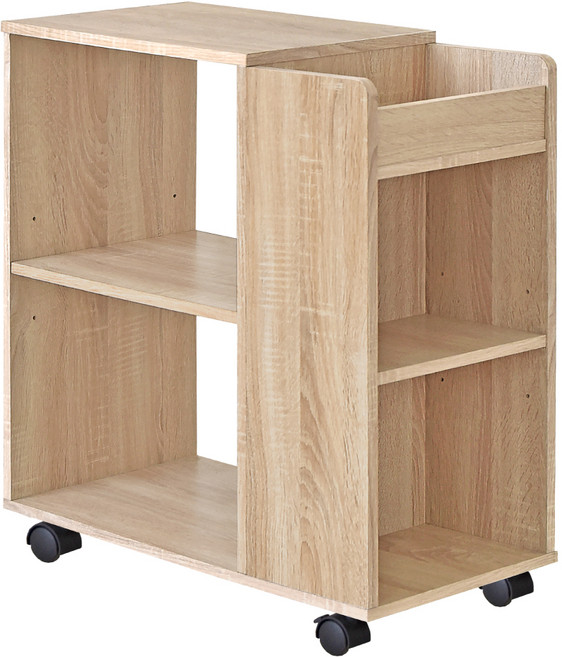 HOPMA 合馬家具 開放式多格收納櫃 附滑輪, 淺橡木 漂流木