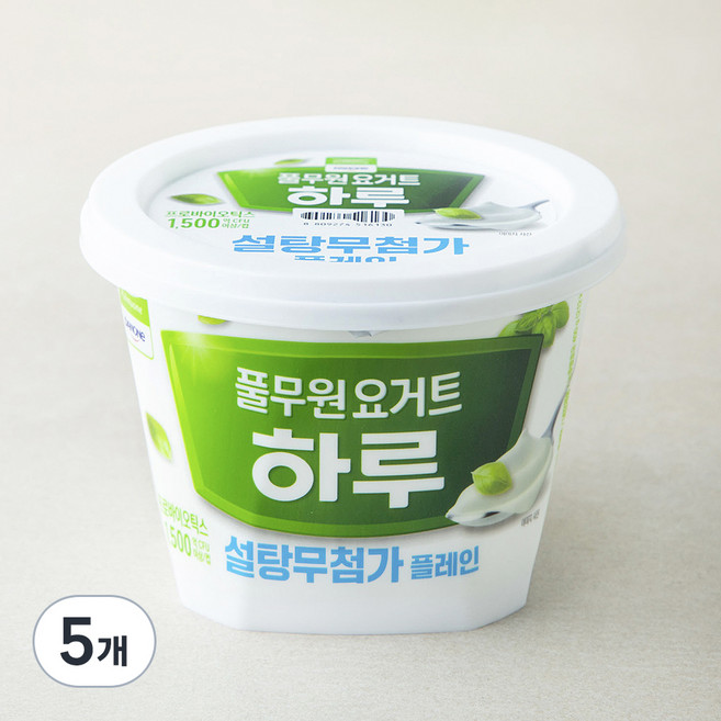 풀무원 하루 설탕무첨가 플레인 요거트, 400g, 5개