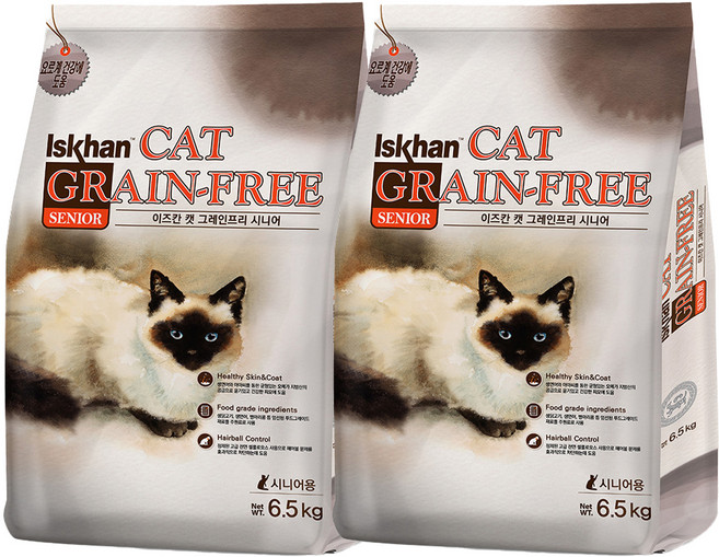 이즈칸 캣 그레인프리 기능성 사료, 시니어, 6.5kg, 2개