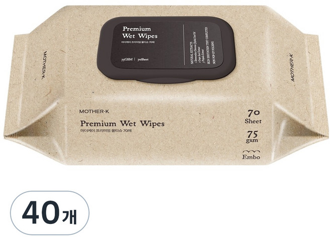 마더케이 프리미엄 물티슈 캡형, 75g, 70매, 40개