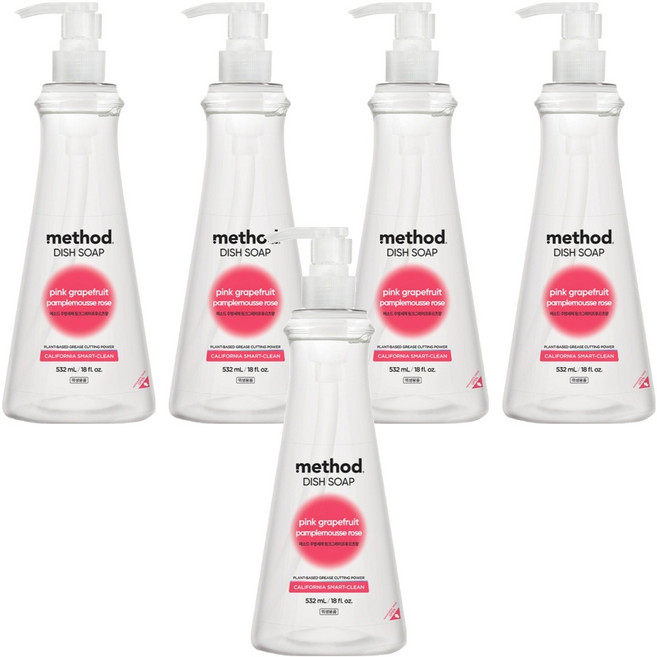메소드 주방세제 핑크그레이프후르트향, 532ml, 5개