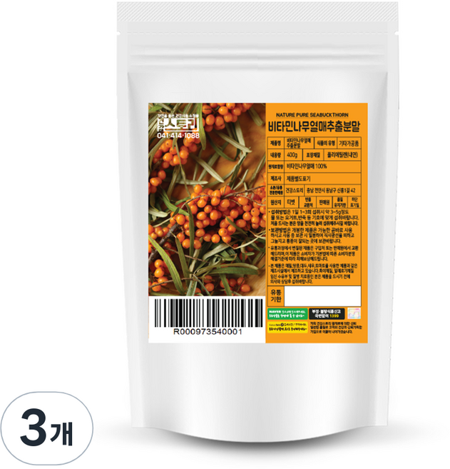 건강스토리 비타민나무열매 추출분말, 3개, 400g