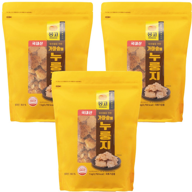 몽고식품 가마솥에 누룽지, 1kg, 3개