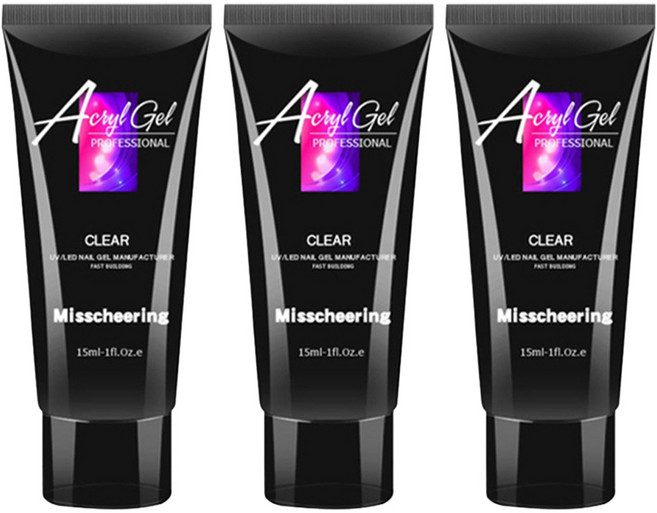 미스치어링 스위스녹스 손톱 연장 재료 베이직 폴리젤 15ml, 클리어, 3개