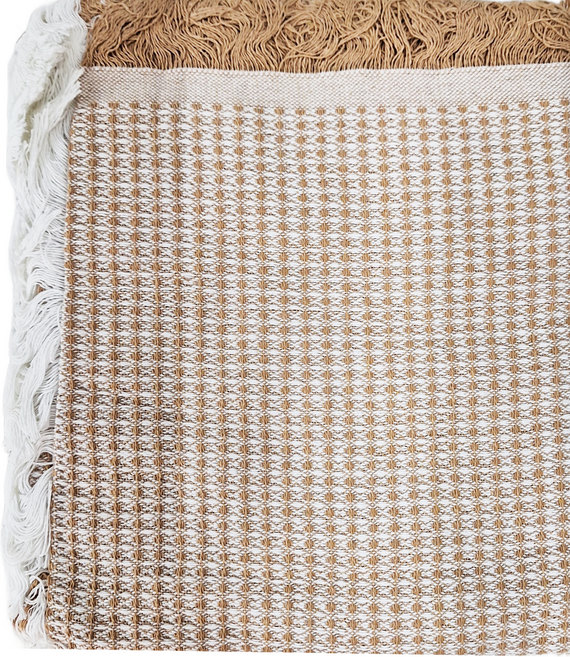 048 編織奶茶桌布, 90 x 90cm, 奶茶鬆餅格, 1個