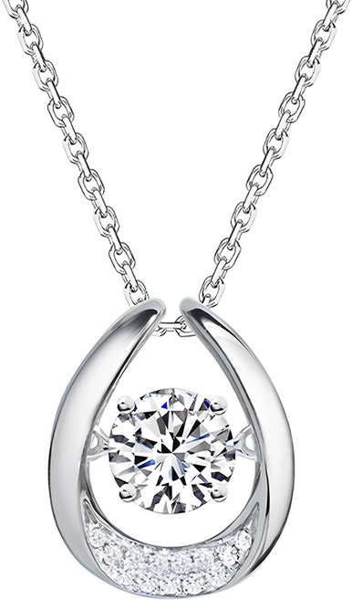 日本進口主鑽 CROSSFOR Dancing Stone系列 純銀懸浮閃動項鍊 1條