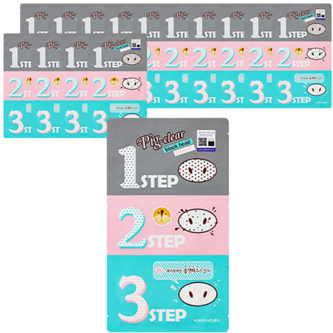 홀리카홀리카 피그 클리어 블랙헤드 3 step 키트 코 팩, 5개입, 4개