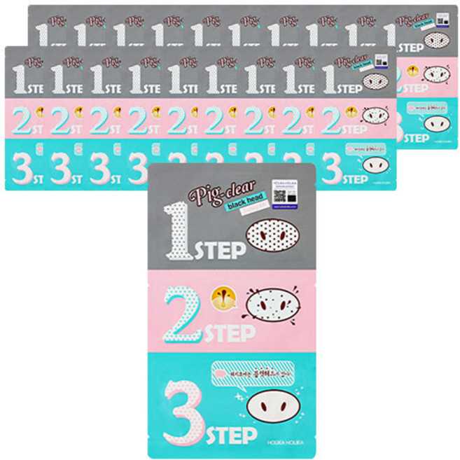 홀리카홀리카 피그 클리어 블랙헤드 3 step 키트 코 팩, 5개입, 3개