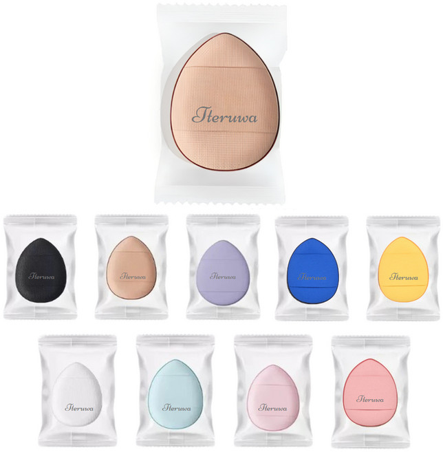 떼루와 초밀착 미니 퍼프 물방울 에어 쿠션 개별포장, 혼합색상, 10개