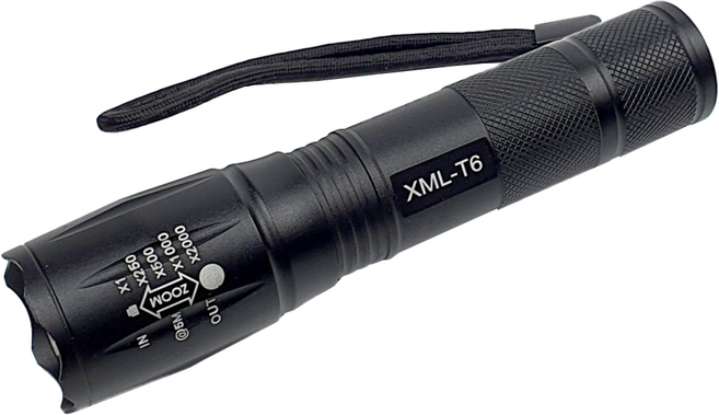 쓰리썬 LED 줌라이트 손전등 싱글, 1개, 블랙