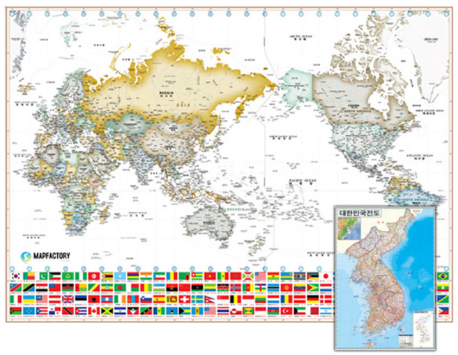 지도공장 코팅 세계지도 만국기 + 전국지도, 1개