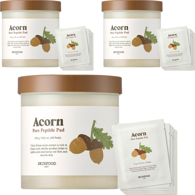 스킨푸드 에이콘 포어 펩타이드 패드 250g 60p + 휴대용 10g x 12p 세트, 3세트