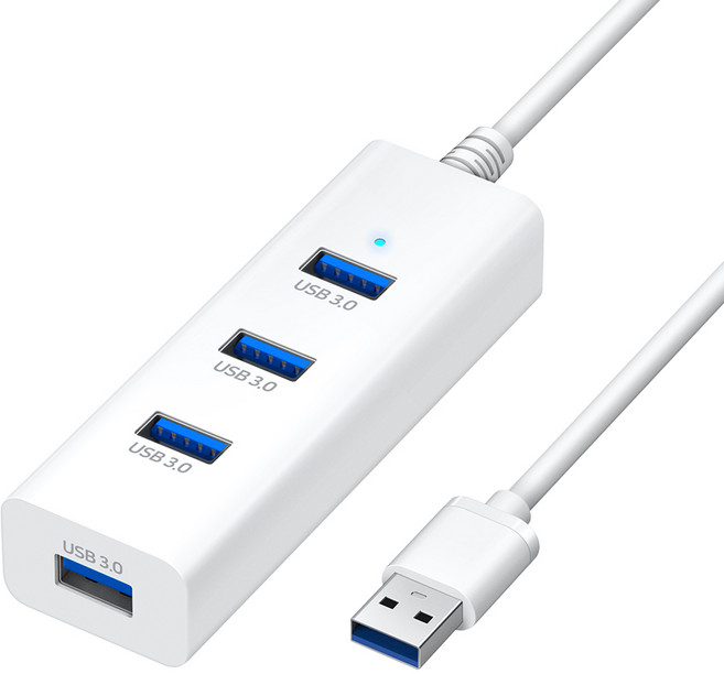 홈플래닛 4포트 무전원 USB3.0 허브, 화이트, 1개