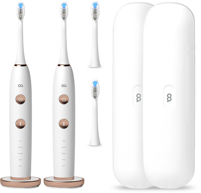 오아 클린이 소프트 음파 전동칫솔 세트, VO-OC001, 화이트, 2세트