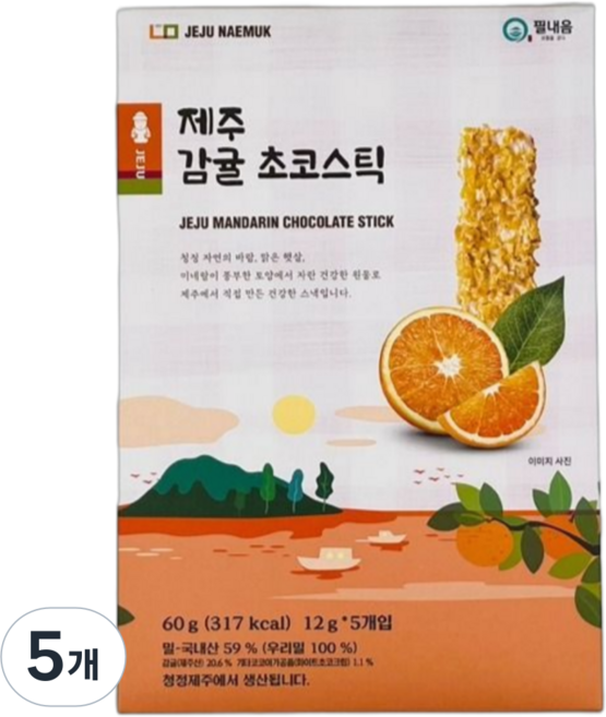 필내음 제주 감귤 초코스틱, 60g, 5개