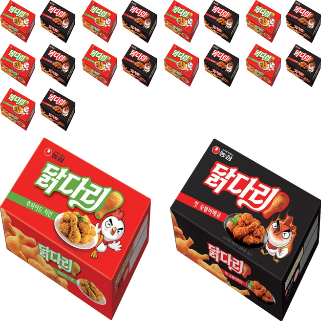 농심닭다리 핫숯불바베큐 10p + 후라이드치킨 10p, 66g, 20개