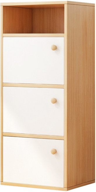 三門一格收納櫃, 原木色 + 白色