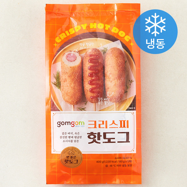 곰곰 크리스피 핫도그 (냉동), 80g, 1개, 5개입