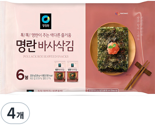 청정원 명란맛 바사삭김, 22.8g, 4개