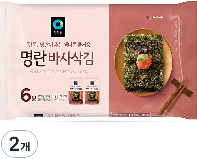 청정원 명란맛 바사삭김, 22.8g, 2개